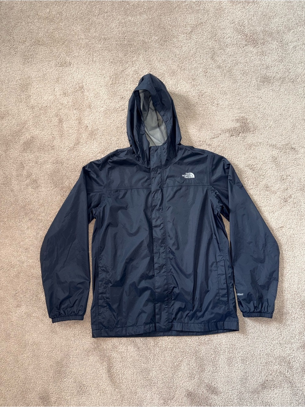 The North Face HyVent Hooded Rain Jacket Windbreaker Black Youth XL 18/20